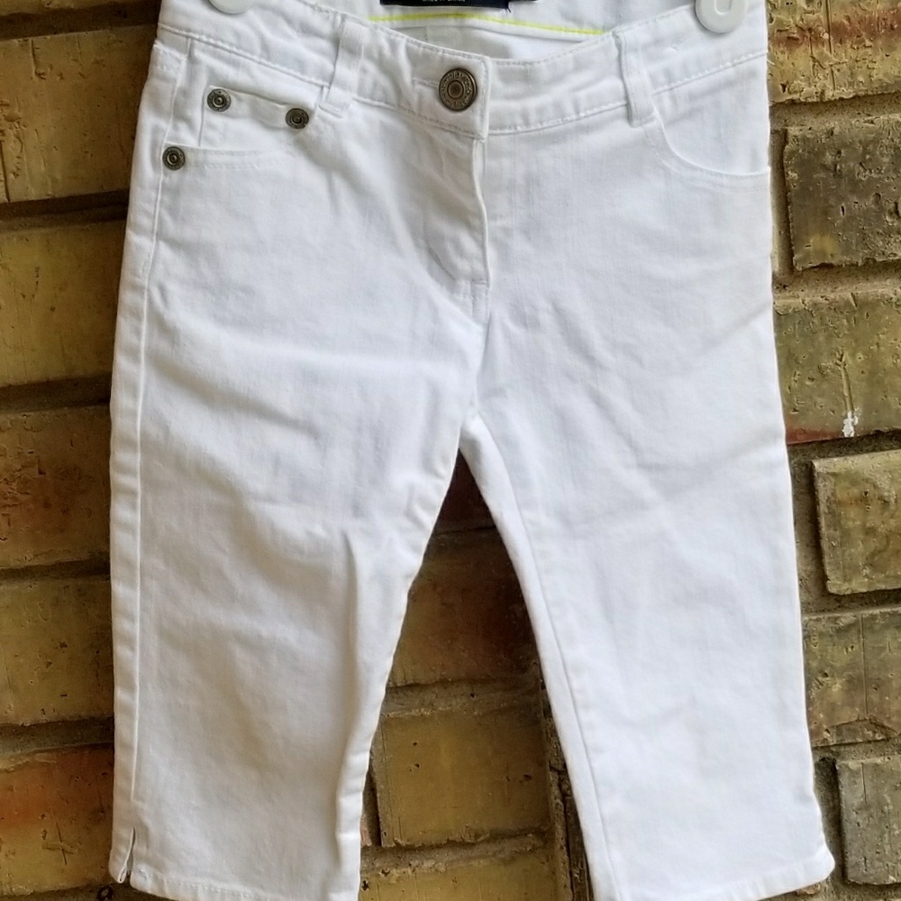 EUC Girl's Mini Boden White Denim Capri Pants sz 4